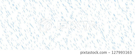 Diagonal falling rain seamless pattern. Pouring rain texture. Repeating tiny water drops background. Vertical downpour backdrop. Sleet, hail or snow precipitation wallpaper. Bad weather season. Vector 127993163