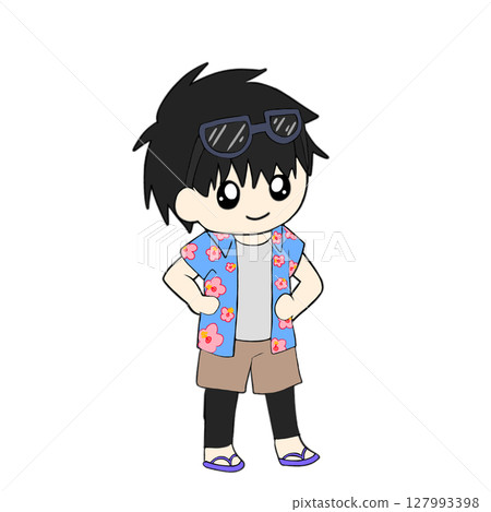 夏季短袖襯衫墨鏡男 127993398