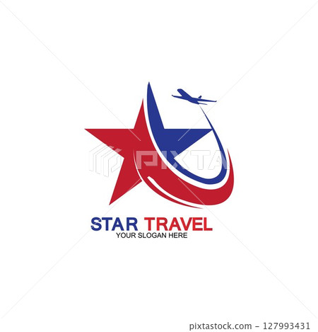 Star travel logo design. Travel agency logo design. Amazing destinations creative symbol concept. 127993431