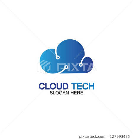 Cloud technology logo icon template.Cloud symbol with circuit pattern. IT and computers, internet and connectivity vector illustration. 127993485