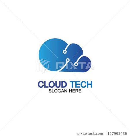 Cloud technology logo icon template.Cloud symbol with circuit pattern. IT and computers, internet and connectivity vector illustration. 127993486