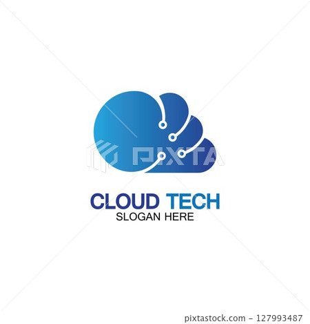 Cloud technology logo icon template.Cloud symbol with circuit pattern. IT and computers, internet and connectivity vector illustration. 127993487