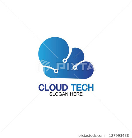 Cloud technology logo icon template.Cloud symbol with circuit pattern. IT and computers, internet and connectivity vector illustration. 127993488