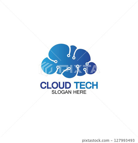Cloud technology logo icon template.Cloud symbol with circuit pattern. IT and computers, internet and connectivity vector illustration. 127993493