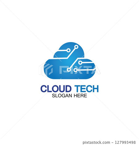Cloud technology logo icon template.Cloud symbol with circuit pattern. IT and computers, internet and connectivity vector illustration. 127993498