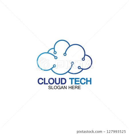Cloud technology logo icon template.Cloud symbol with circuit pattern. IT and computers, internet and connectivity vector illustration. 127993525