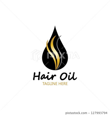 hair oil essential logo with drop oil and hair logo symbol-vector 127993794
