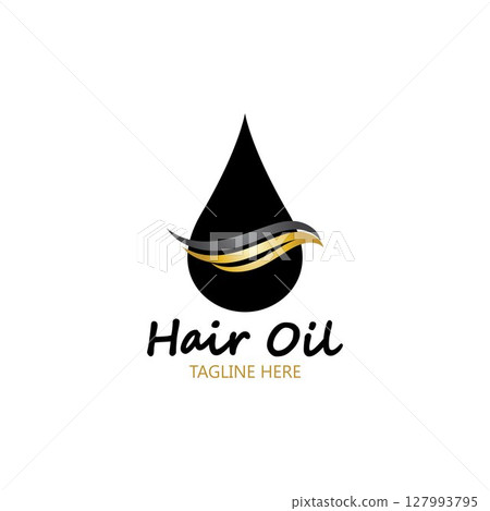 hair oil essential logo with drop oil and hair logo symbol-vector 127993795