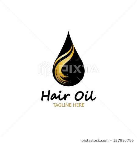 hair oil essential logo with drop oil and hair logo symbol-vector 127993796