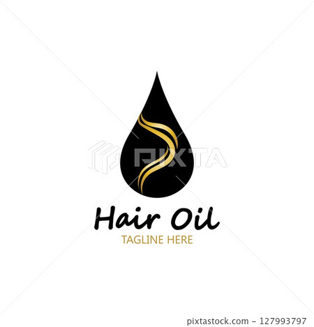 hair oil essential logo with drop oil and hair logo symbol-vector 127993797
