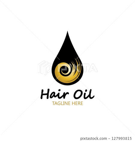 hair oil essential logo with drop oil and hair logo symbol-vector 127993815