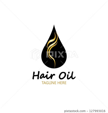 hair oil essential logo with drop oil and hair logo symbol-vector 127993816