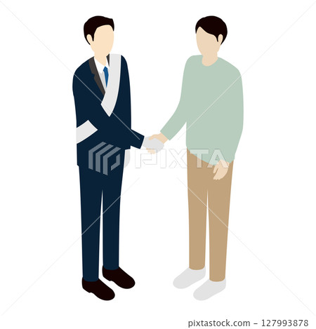 競選期間候選人和選民握手的等距插圖 競選期間候選人和選民握手的等距插圖 127993878