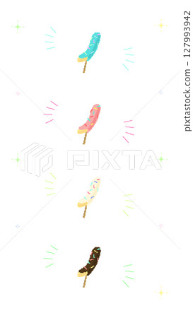 8 位復古遊戲風格巧克力香蕉插圖（透明背景，單獨剪切） 127993942