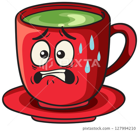 Anxious Red Teacup with Green Liquid 127994210