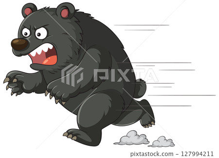 Angry Bear Running with Speed Lines 127994211
