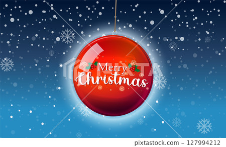 Festive Christmas Ornament with Snowy Background 127994212
