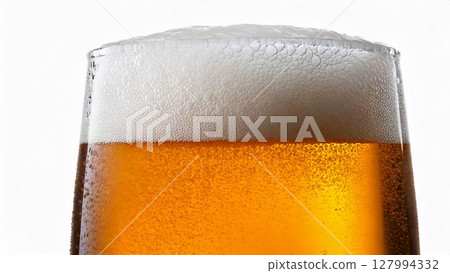 Image of a glass of beer, margin, 16:9 size, AI-generated material 127994332