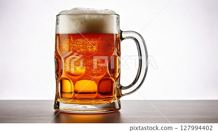 Image of a glass of beer, margin, 16:9 size, AI-generated material 127994402