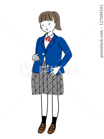 Crying pregnant high school girl 127994581