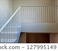 White wooden staircase frame on abstract background 127995149