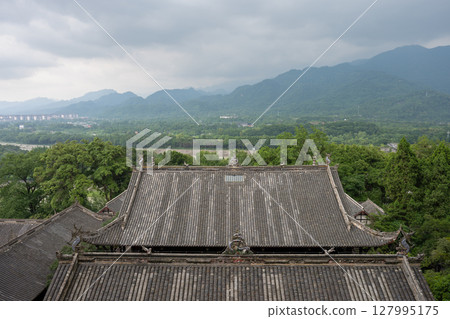 Beautiful landscape of DuJiangYan, Sichuan province, showcasing Beautiful landscape of DuJiangYan, Sichuan province, showcasing 127995175