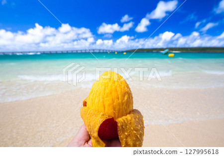 Yonaha Maehama and mangoes on Miyako Island Yonaha Maehama and mangoes on Miyako Island 127995618