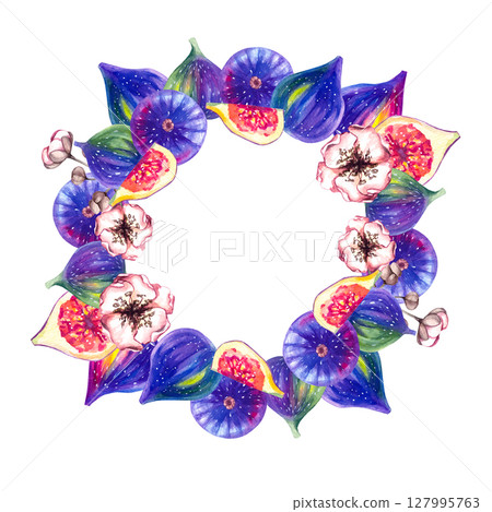 Fig Plant Watercolor Illustration Collection Fig Plant Watercolor Illustration Collection 127995763
