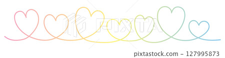 Seven connected colorful gradient line hearts 127995873