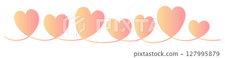Seven connected hearts in a gradient from yellow to pink Seven connected hearts in a gradient from yellow to pink 127995879