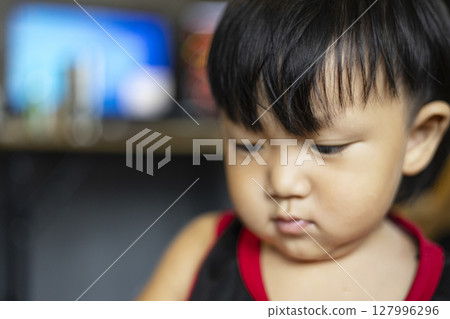 Portrait Of Toddler Face, Background for advertising and wallpaper in education and lifestyle scene. Portrait Of Toddler Face, Background for advertising and wallpaper in education and lifestyle scene. 127996296