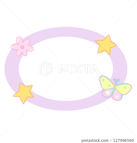 Cute illustration of butterfly, stars, flowers with blank space for name tag, text bubble, sticker, print, memo note, sticky note, notepads, paper design, spring, summer, back to school, nature Cute illustration of butterfly, stars, flowers with blank space for name tag, text bubble, sticker, print, memo note, sticky note, notepads, paper design, spring, summer, back to school, nature 127996560