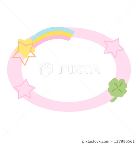 Cute illustration of rainbow, stars, clover leaf with blank space for name tag, text bubble, sticker, print, memo note, sticky note, notepads, paper design, spring, summer, back to school, nature Cute illustration of rainbow, stars, clover leaf with blank space for name tag, text bubble, sticker, print, memo note, sticky note, notepads, paper design, spring, summer, back to school, nature 127996561