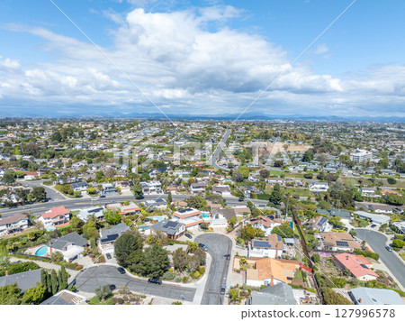 Aerial view of residential urban sprawl in San Diego 127996578