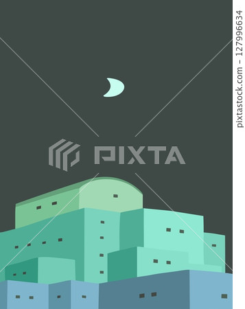 A silent night with a crescent moon 127996634