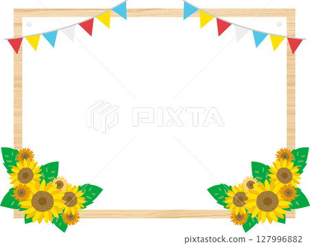 Text frame decorated with sunflowers 127996882