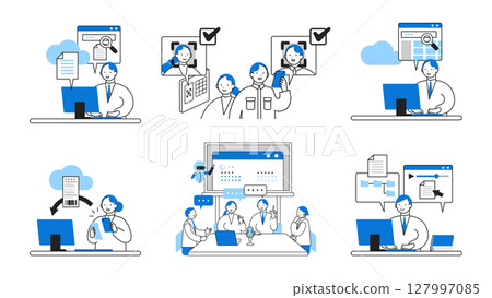 DX: Illustration of a society promoting digital transformation Cloud document management DX: Illustration of a society promoting digital transformation Cloud document management 127997085
