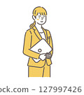 Business illustration of a career woman holding a laptop 127997426