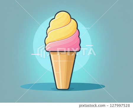 夏季冰淇淋平面圖標 夏季冰淇淋平面圖標 127997528