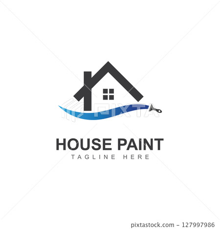 Housebulding paint logo icon vector illustration Housebulding paint logo icon vector illustration 127997986