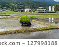 Rice planting with a rice planting machine in Itoshima City, Fukuoka Prefecture 127998188