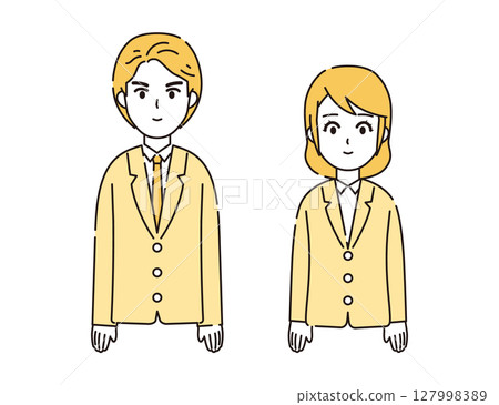 一套 3 幅西裝男女插圖 127998389