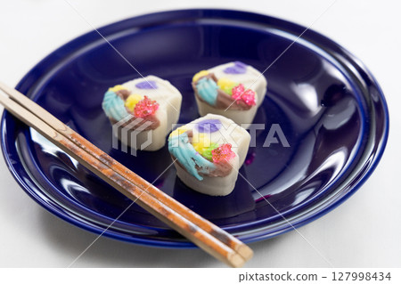 Japanese sweets and chopsticks Japanese sweets and chopsticks 127998434