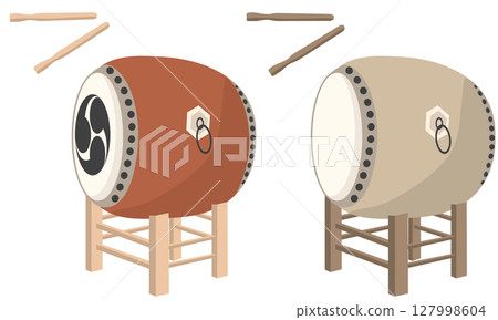 Japanese drum vector illustration set Japanese drum vector illustration set 127998604