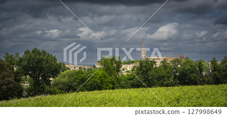 Vineyard view of Saint-Emilion, a historic town famous for its wine and picturesque landscapes 127998649