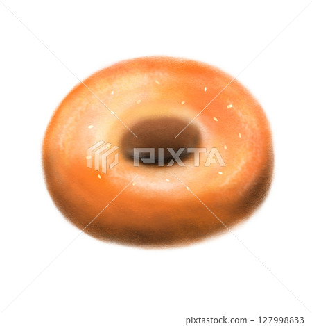 Original donut isolated crayon drawing, glazed doughnut illustration 127998833