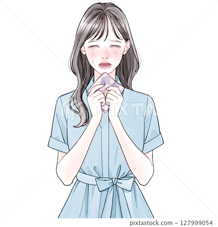 20多歲的女人（乾淨俐落的類型）_哭泣 127999054