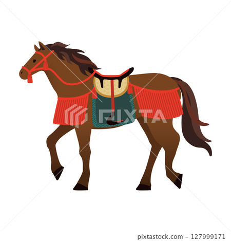 帶挽具的馬_棕色 127999171