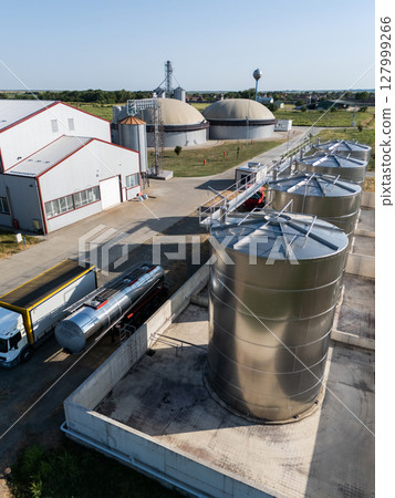Aerial view of biogas plant for biomethane production Aerial view of biogas plant for biomethane production 127999266