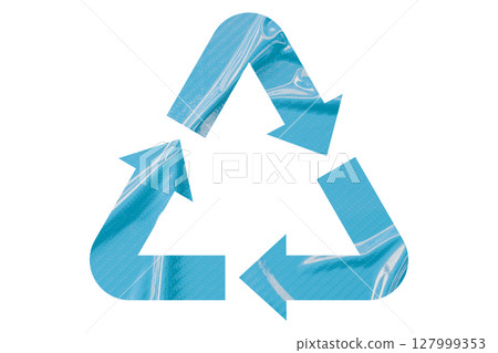 Light blue recycle symbol paper isolated on transparent background Light blue recycle symbol paper isolated on transparent background 127999353
